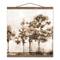 Sepia Painted Trees 16" x 16" Teak Hanging Canvas